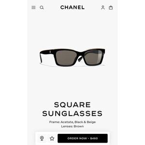 Chanel Square Black Sunglasses With Case Flaw Y2K